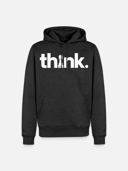 Schach Think - Männer Premium Bio Hoodie - Anthrazit meliert