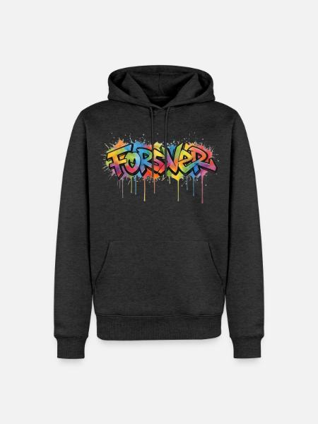 Für immer Graffiti-Regenbogen - Männer Premium Bio Hoodie - Anthrazit meliert