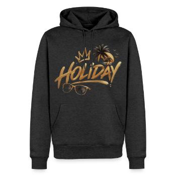 Golden Holiday Script mit Palm Sunset - Männer Premium Bio Hoodie - Anthrazit meliert - Vorne - Thijin (182cm)