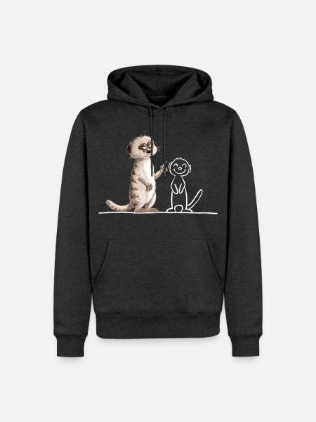 Erdmännchen Höhlenmalerei Tierhumor Wildtier  - Männer Premium Bio Hoodie - Anthrazit meliert