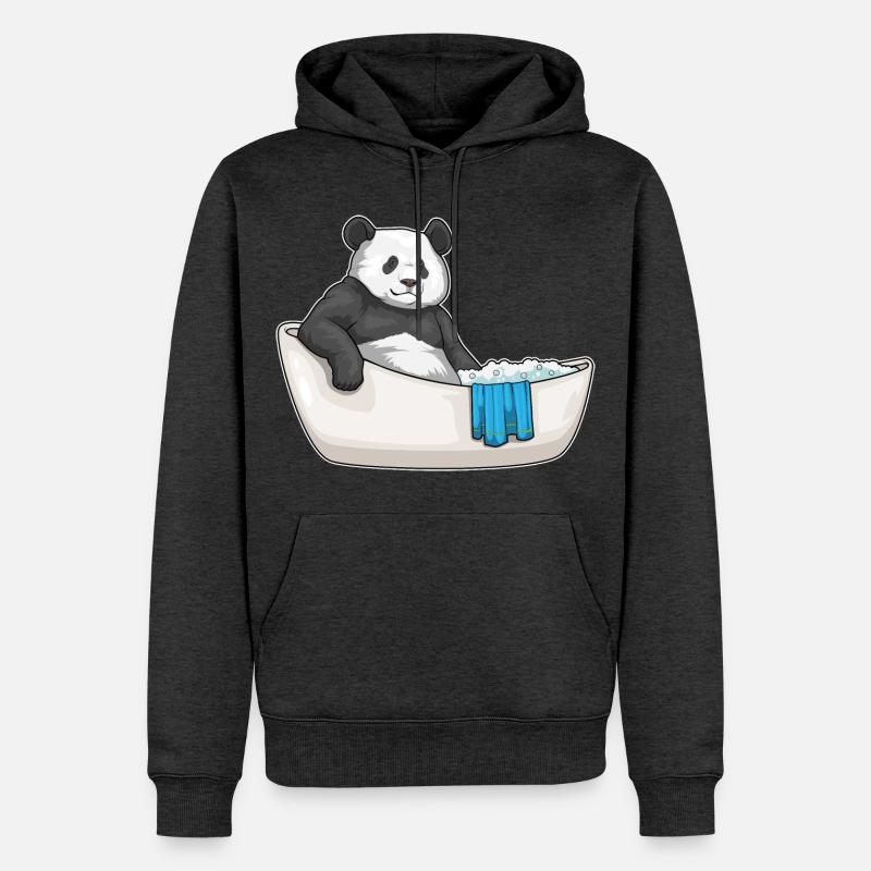 Baignoire Panda - Sweat à capuche Premium bio Homme - anthracite chiné