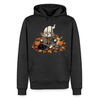 Lesendes Gespenst Halloween Geschenk  - Männer Premium Bio Hoodie - Anthrazit meliert - Vorne - Thijin (182cm)