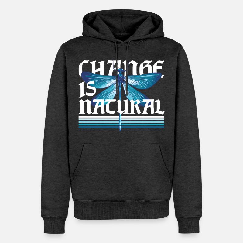 Libelle Libellen Change Is Natural - Männer Premium Bio Hoodie - Anthrazit meliert