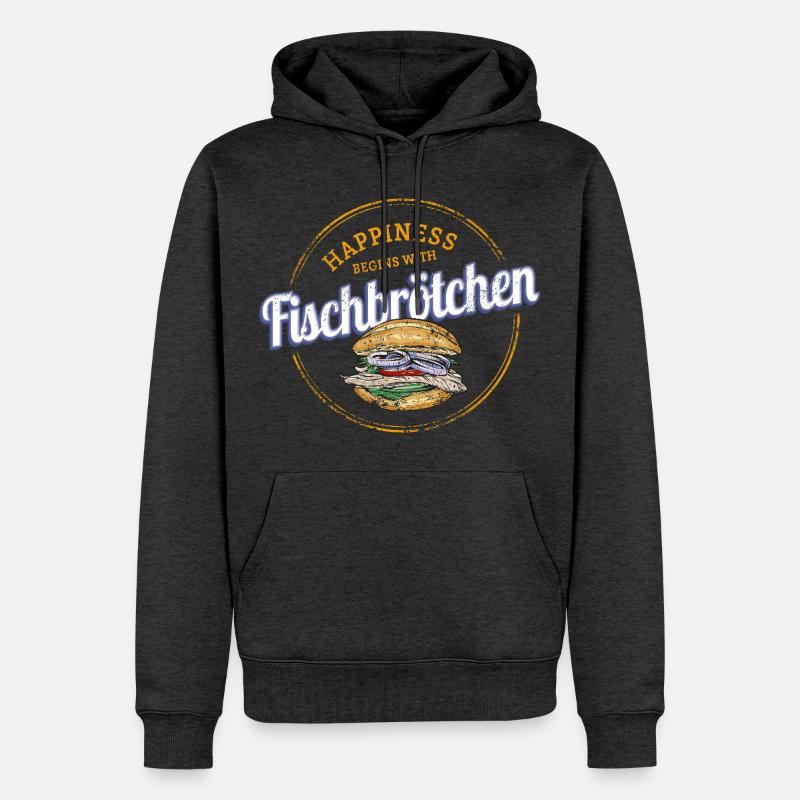Fischbrötchen mit Matjes oder Bismarckhering - Männer Premium Bio Hoodie - Anthrazit meliert