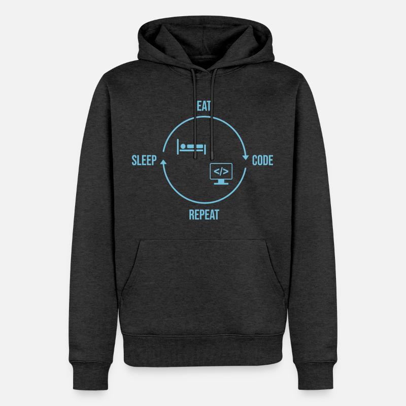 Eat Sleep Code Repeat - Programmierer Kreislauf - Männer Premium Bio Hoodie - Anthrazit meliert