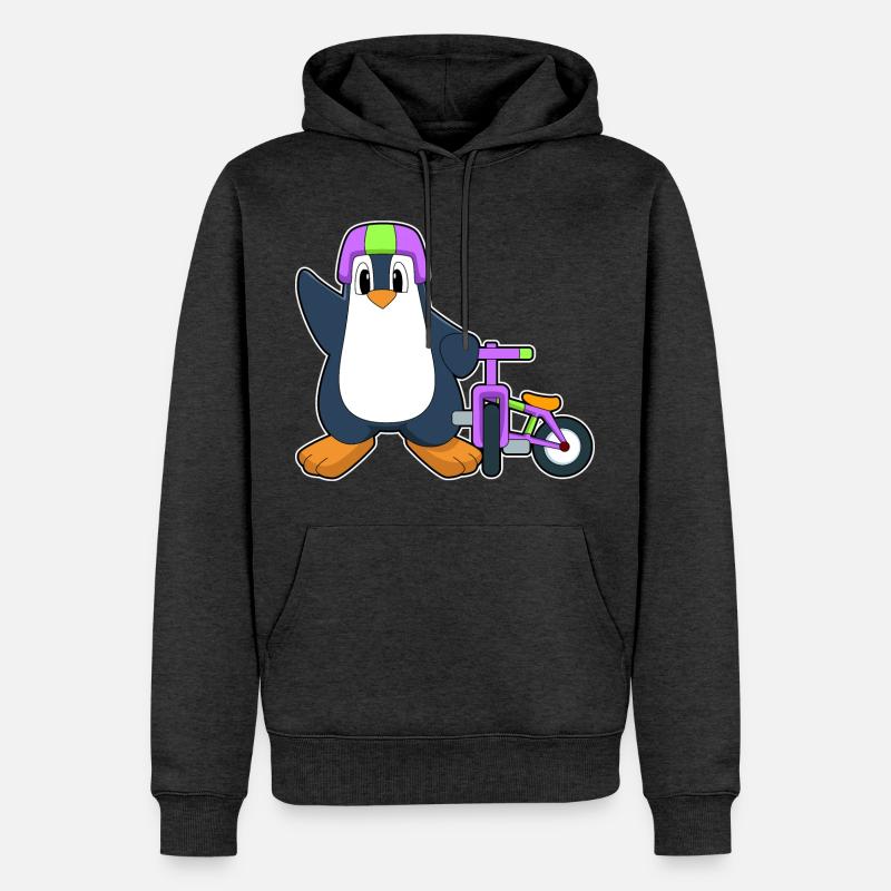 Vélo Pingouin - Sweat à capuche Premium bio Homme - anthracite chiné