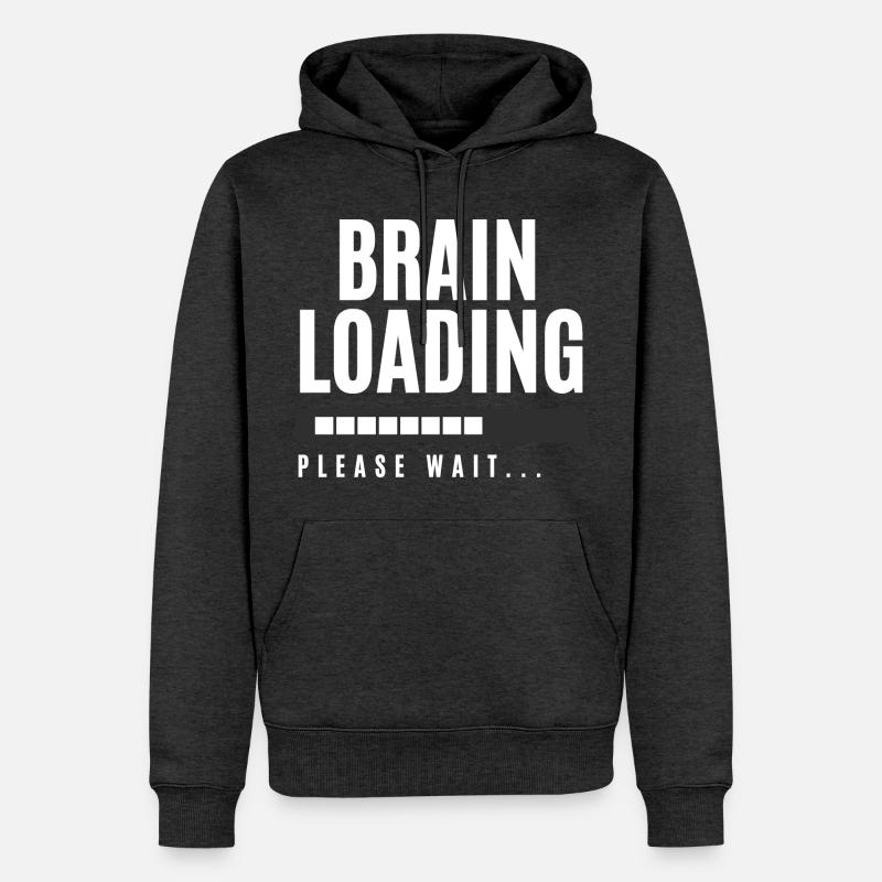 Brain Loading bitte warten - Männer Premium Bio Hoodie - Anthrazit meliert