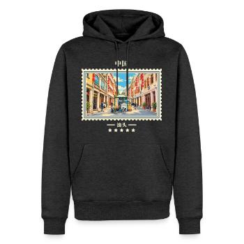 China Shantou Vintage Reisemarke - Männer Premium Bio Hoodie - Anthrazit meliert - Vorne - Thijin (182cm)