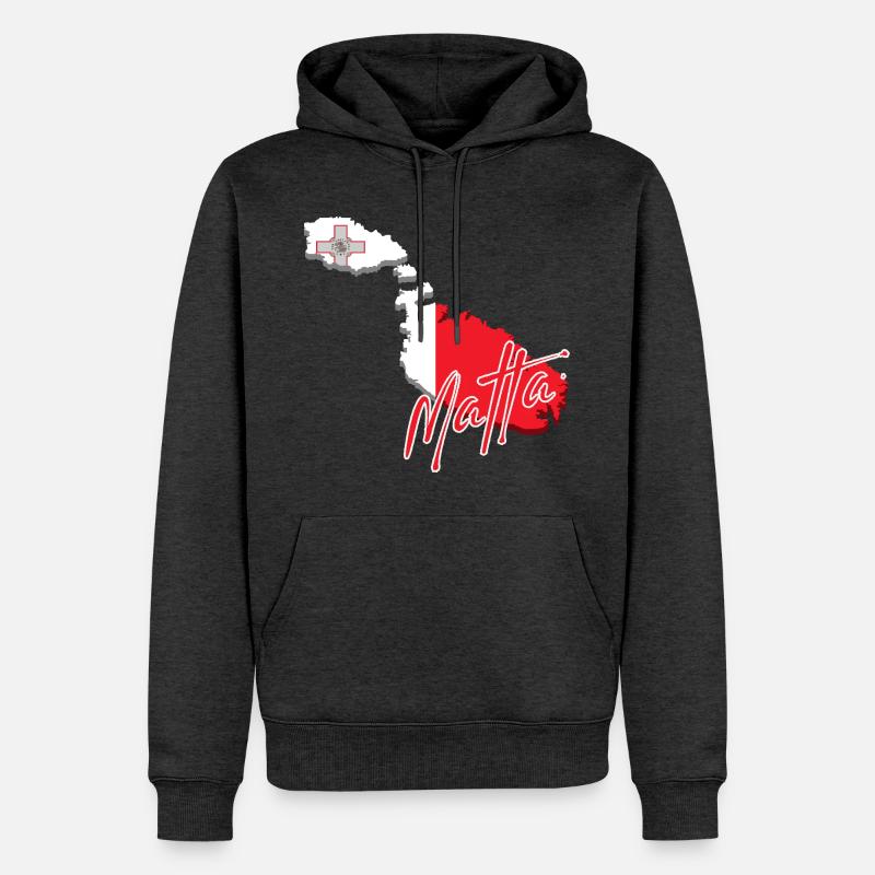 Drapeau de Malte, carte de Malte - Sweat à capuche Premium bio Homme - anthracite chiné