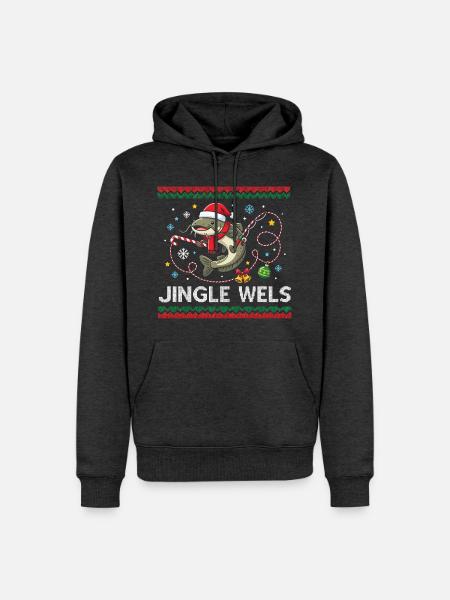 Petri Heil! Süßer Wels Fisch Angler Weihnacht - Männer Premium Bio Hoodie - Anthrazit meliert