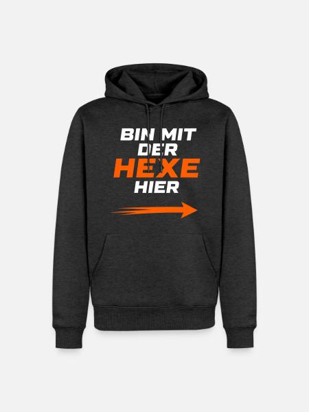 Bin mit der Hexe hier - Männer Premium Bio Hoodie - Anthrazit meliert