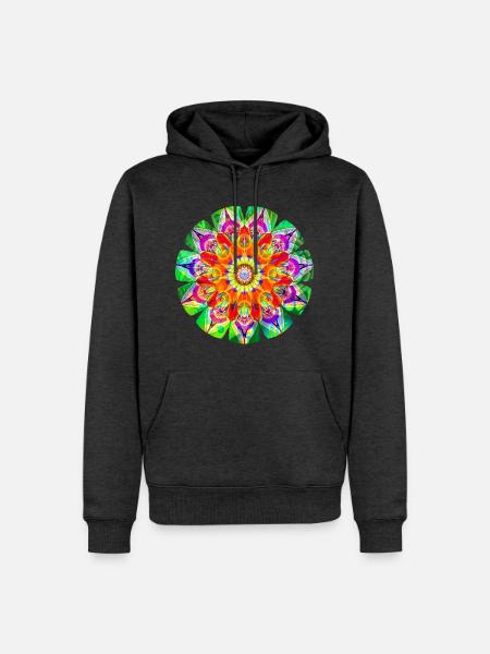 Farbenfrohes hippes Mandala - Männer Premium Bio Hoodie - Anthrazit meliert