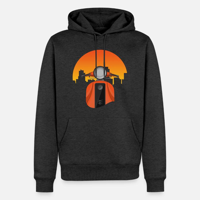 Moped mit Häuser - Männer Premium Bio Hoodie - Anthrazit meliert