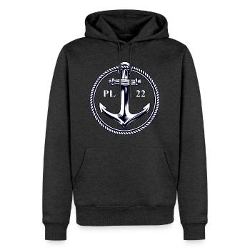 PL22 Marineanker - Männer Premium Bio Hoodie - Anthrazit meliert - Vorne - Thijin (182cm)