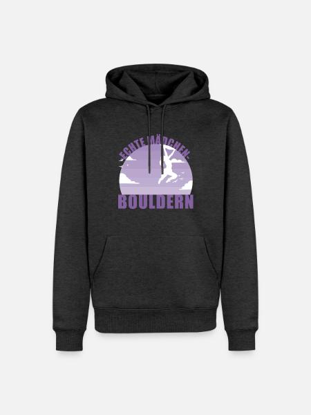 Bouldern Mädchen Hobby Boulderin Berge Geschenk - Männer Premium Bio Hoodie - Anthrazit meliert