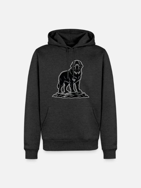 Neufundland-Hundeporträt Schwarzer Rettungsschwimmer - Männer Premium Bio Hoodie - Anthrazit meliert