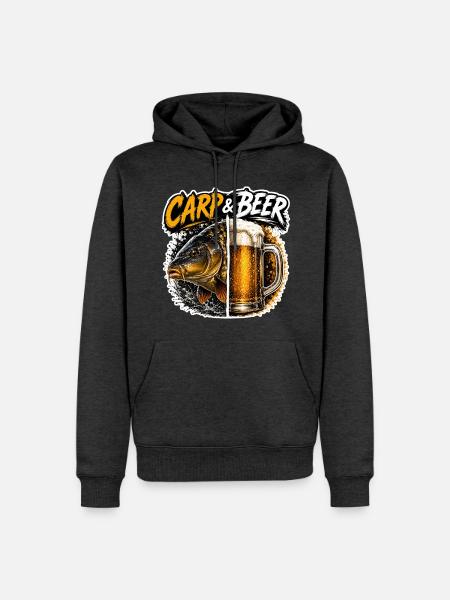 Karpfen- und Bier-lustiges Angeldesign - Männer Premium Bio Hoodie - Anthrazit meliert
