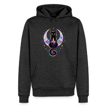 Minimalist Cat Heartbeat - Männer Premium Bio Hoodie - Anthrazit meliert - Vorne - Thijin (182cm)