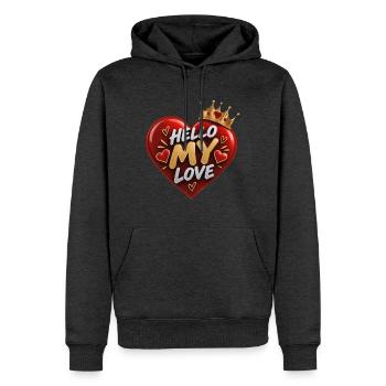 Hallo Meine Liebe Herzkrone - Männer Premium Bio Hoodie - Anthrazit meliert - Vorne - Thijin (182cm)