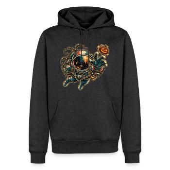 KOSMISCHER ROCKER | Kosmischer Kürbiskeks - Männer Premium Bio Hoodie - Anthrazit meliert - Vorne - Thijin (182cm)