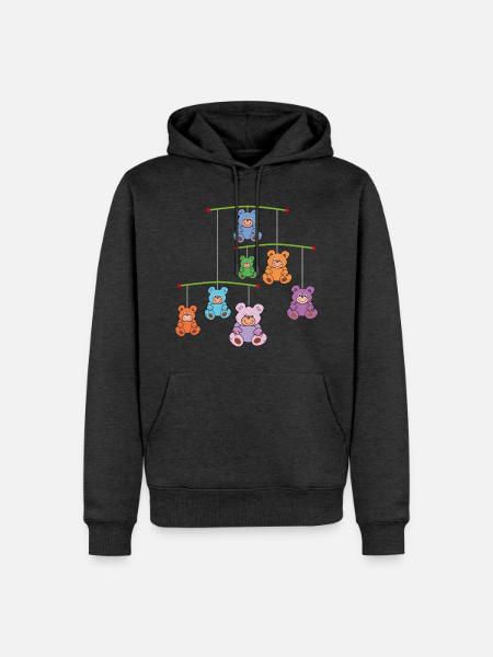 Mobilé mit Teddybären - Männer Premium Bio Hoodie - Anthrazit meliert