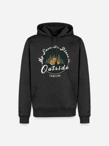 Mein Lieblingsplatz ist Draußen - Männer Premium Bio Hoodie - Anthrazit meliert