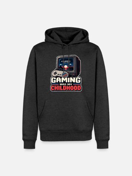 Gaming war meine Kindheit - Männer Premium Bio Hoodie - Anthrazit meliert