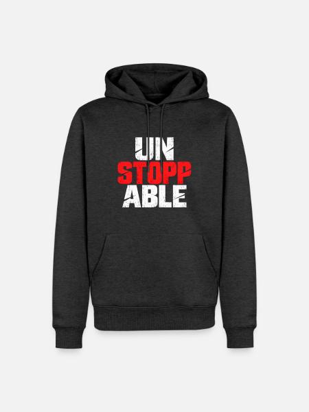 Unaufhaltsam Schriftzug Kontrast - Männer Premium Bio Hoodie - Anthrazit meliert