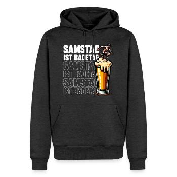 Samstag ist Badetag Surf & Bier - Männer Premium Bio Hoodie - Anthrazit meliert - Vorne - Thijin (182cm)