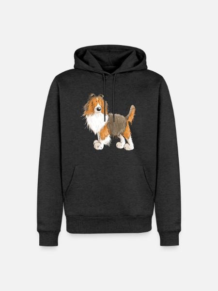 Fröhlicher Sheltie - Shetland Sheepdog - Geschenk - Männer Premium Bio Hoodie - Anthrazit meliert