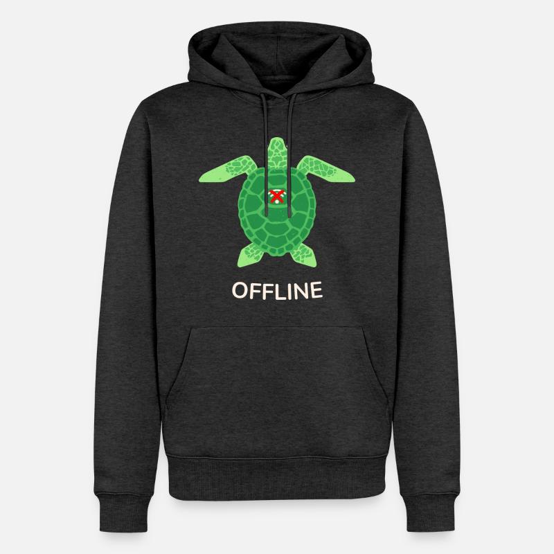 Offline-Modus Turtle - Männer Premium Bio Hoodie - Anthrazit meliert