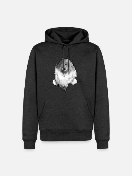 Funny Wolfsspitz I Comic Dog Gift - Men’s Premium Organic Hoodie - heather anthracite