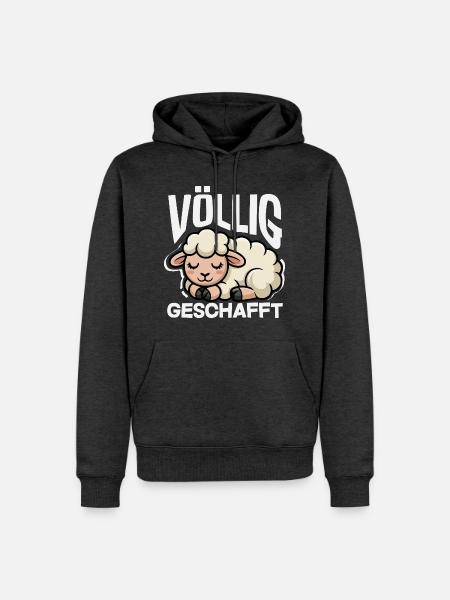 Schaf Völlig Geschafft Müde Schlafen - Männer Premium Bio Hoodie - Anthrazit meliert