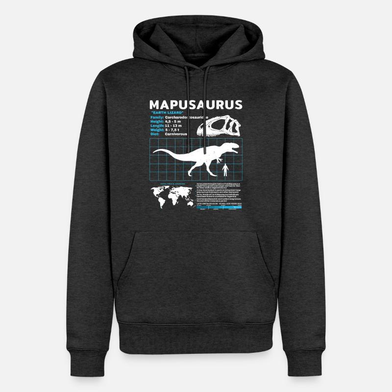 Mapusaurus Fact Sheet - Männer Premium Bio Hoodie - Anthrazit meliert