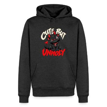 Cute But Unholy Schwarze Katze Gothic - Männer Premium Bio Hoodie - Anthrazit meliert - Vorne - Thijin (182cm)