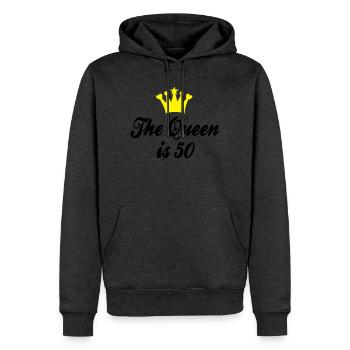 50 ans - Sweat à capuche Premium bio Homme - anthracite chiné - Devant - Thijin (182cm)