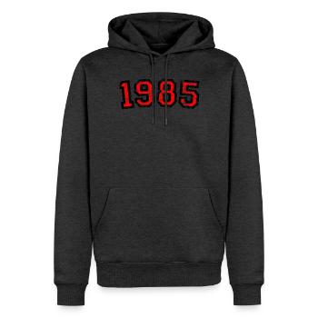 Année 1985 Année anniversaire - Sweat à capuche Premium bio Homme - anthracite chiné - Devant - Thijin (182cm)