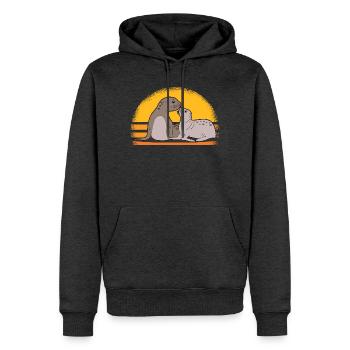 Robbe mit Baby niedliche Seehunde Robben Geschenk - Männer Premium Bio Hoodie - Anthrazit meliert - Vorne - Thijin (182cm)
