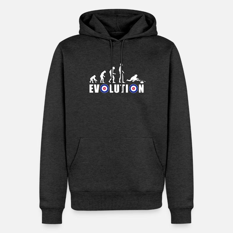 EVOLUTION CURLING Eisstockschießen Geschenk Winter - Männer Premium Bio Hoodie - Anthrazit meliert