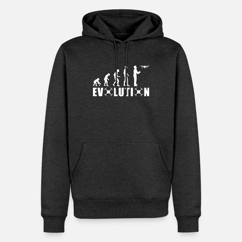 EVOLUTION DROHNE Geschenk Bodenpilot Fliegen - Männer Premium Bio Hoodie - Anthrazit meliert