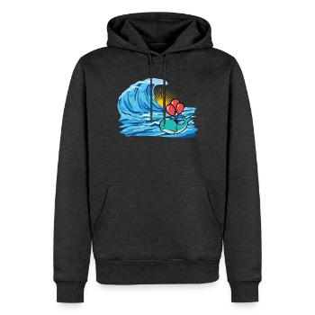 Wal Fisch Schwimmer Welle schwimmen - Männer Premium Bio Hoodie - Anthrazit meliert - Vorne - Thijin (182cm)
