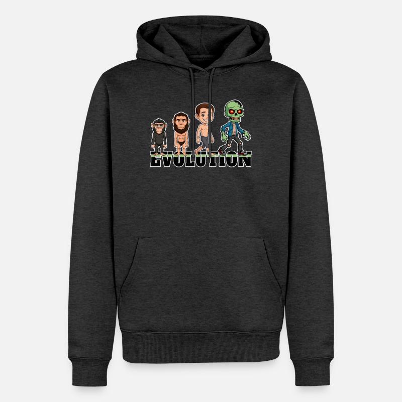 Évolution Zombie - Sweat à capuche Premium bio Homme - anthracite chiné