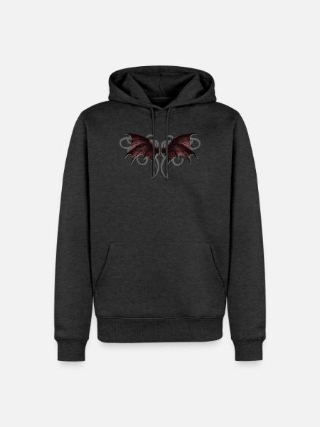 Burgunder Fledermausflügel - Männer Premium Bio Hoodie - Anthrazit meliert