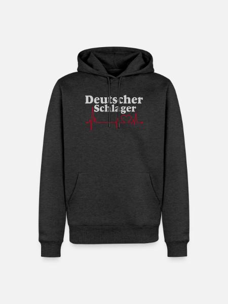 Schlager Party , Schlager Musik , Herzschlag - Männer Premium Bio Hoodie - Anthrazit meliert