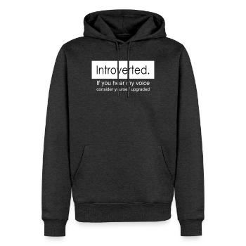 introverti - Sweat à capuche Premium bio Homme - anthracite chiné - Devant - Thijin (182cm)