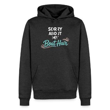 Les poils de mer s’en fichent - Sweat à capuche Premium bio Homme - anthracite chiné - Devant - Thijin (182cm)