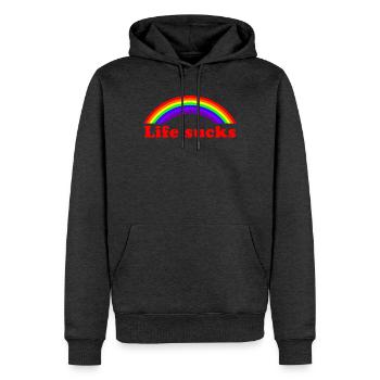 Life Sucks Rainbow - Citation sarcastique et drôle - Sweat à capuche Premium bio Homme - anthracite chiné - Devant - Thijin (182cm)