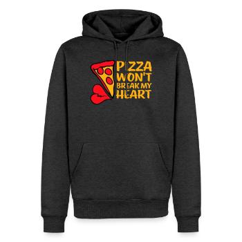 La pizza ne me brisera pas le cœur La nourriture aime l’humour - Sweat à capuche Premium bio Homme - anthracite chiné - Devant - Thijin (182cm)