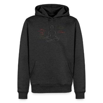Art en ligne de méditation lotus - Sweat à capuche Premium bio Homme - anthracite chiné - Devant - Thijin (182cm)