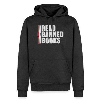 Lire des livres interdits Verbotene Bücher Lesen Freiheit - Sweat à capuche Premium bio Homme - anthracite chiné - Devant - Thijin (182cm)